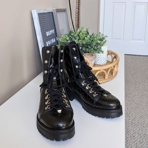 All Saints Shoes Allsaints Franka Croc Embossed Leather Boots